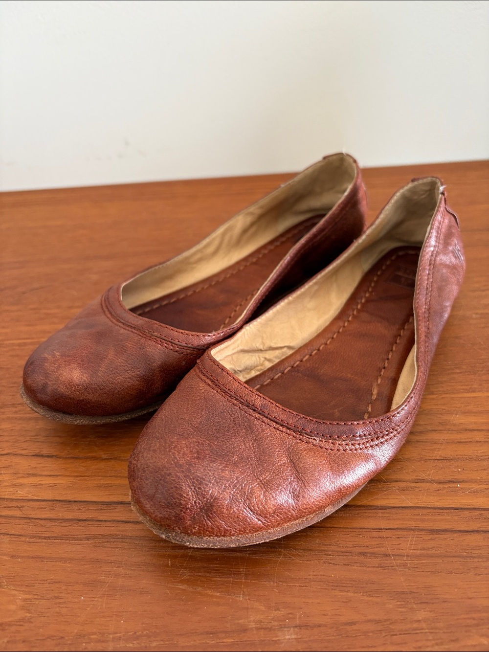 Frye Women's Cognac Leather Ballet Flats